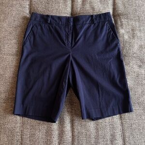 Talbots Women's Navy Blue Bermuda Shorts SZ 8 Flat Front Pockets